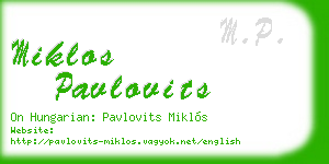 miklos pavlovits business card